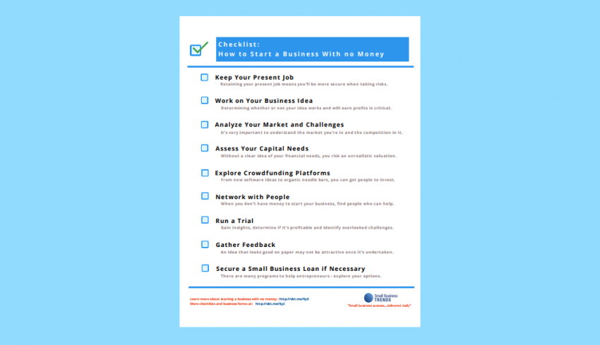 Checklist: How to Start a Business with No Money